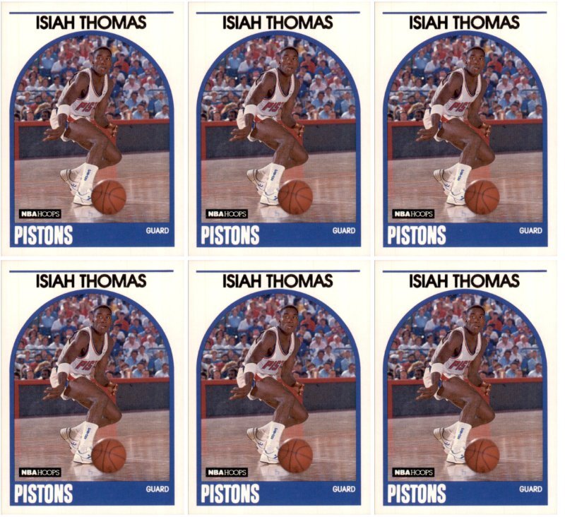 (6) 1989 Hoops #250 Isiah Thomas Detroit Pistons Card Lot