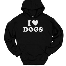 I Love Heart Dogs Hooded Sweatshirt Hoodie Funny K9 Animal Novelty Gift
