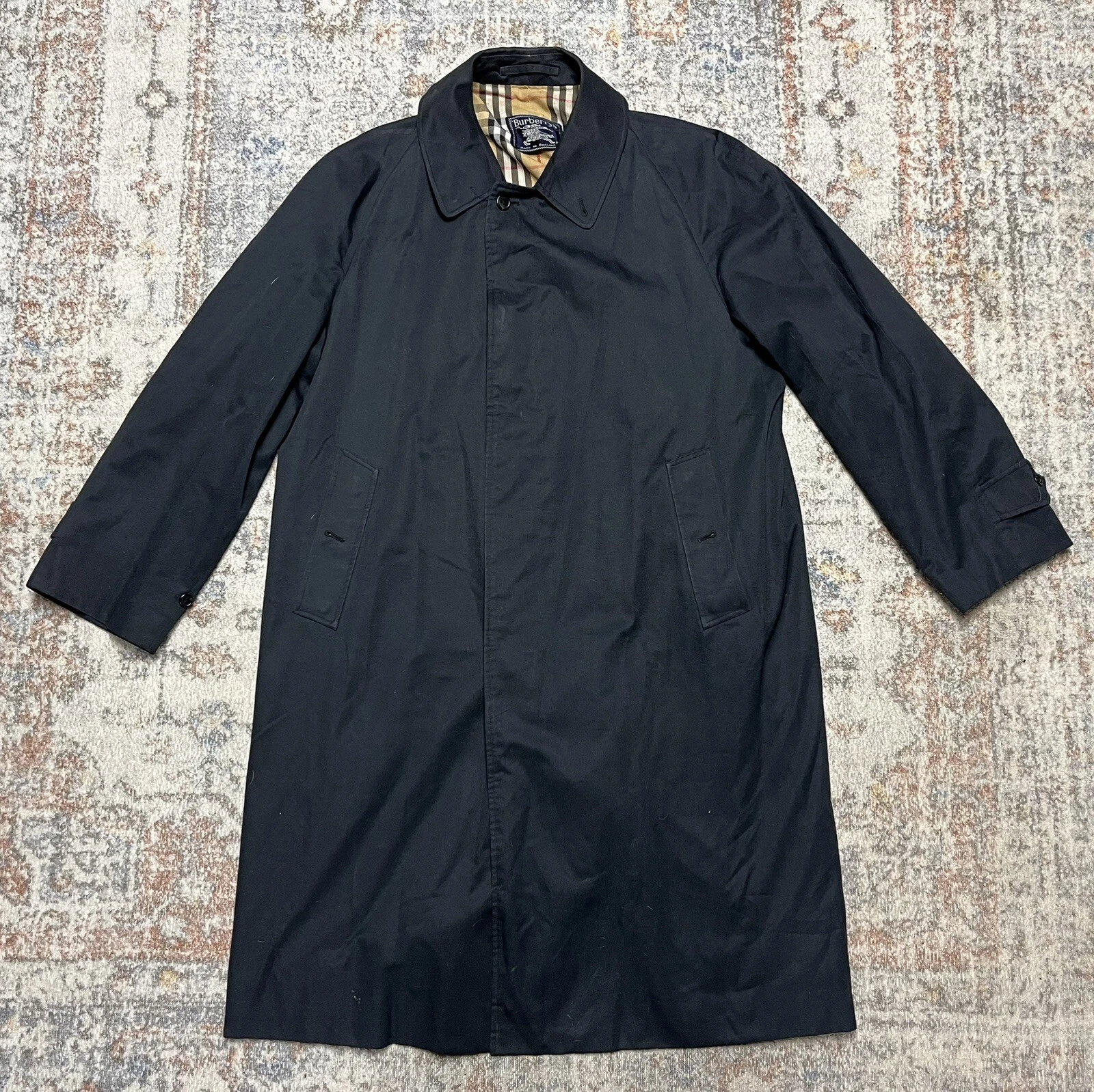 Trench Burberrys Made In England Vintage Nova Check REG 54 RARO NERO