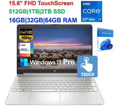 2024 HP Laptop 15.6'' FHD Touch, Intel i7-1255U, Up to 64GB RAM & 2TB, Win 11 Pro