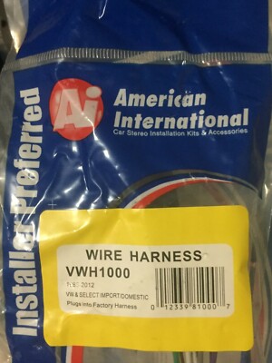 100% OEM AMERICAN INTERNATIONA WIRING HARNESS PLUG FOR AFTERMARKET RADIO VWH1000