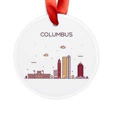 COLUMBUS OHIO Skyline, American Travel, Personalized Acrylic Round Ornament Gift