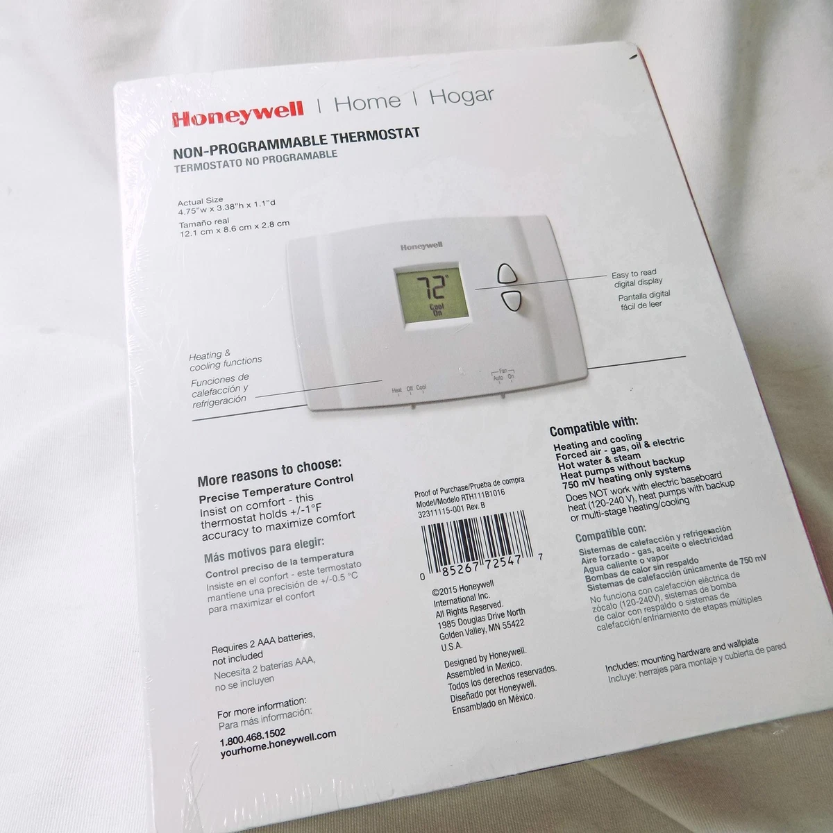 Honeywell Non-Programmable Thermostat Digital Display RTH111B1016 NOS | eBay