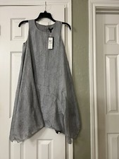 2X 418 NWT EILEEN FISHER DARK PEARL D'ESPRIT PRINTED SILK DRESS WITH LINING