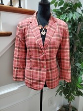 Talbots Women Multicolor Cotton Two Button Single Breasted Fitted Blazer Size 14