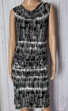 ANN TAYLOR NWOT Black White Sleeveless Drape Neck Tiered Dress S