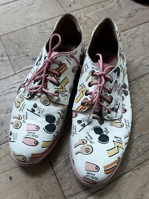 ROLLIE AUSTRALIA Derby Lace Up Shoes Boobs White w/Pink Laces