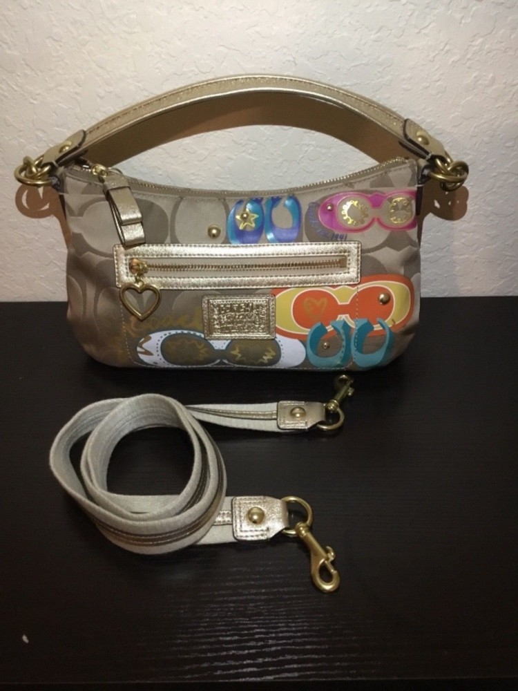 COACH DaisiePoppySignatureAppliqueCross Body F20029 Gold Multi Handbag