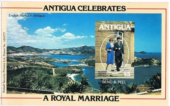 Antigua #SGSB4 MNH Folleto 1981 Rey Carlos Reina Diana Spencer Boda [627] Foto 4 de 4