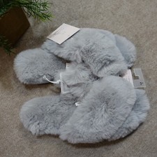 Lauren Conrad Faux Fur Slide Slippers Size Large 8-9 Gray