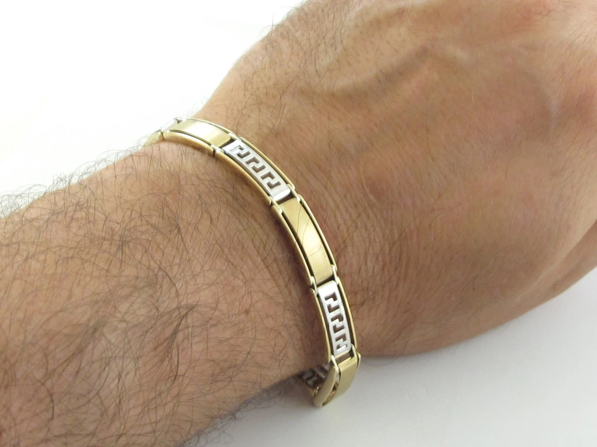 Mens gold 2024 greek key bracelet