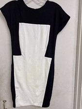 TORN Ronny Kobo Bodycon Sheath Dress M Stretch Colorblock Black White Cocktail