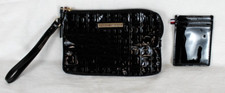 Tommy Hilfiger Black Women Logo All Over Print Wristlet With Wallet Clutch Bag