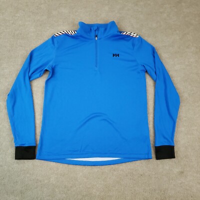 Helly Hansen Sweatshirt Womens Medium Blue 1/4 Zip Mock Neck Stretch Lightweight