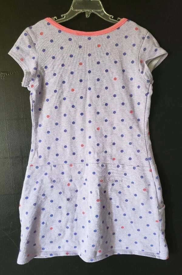 American Girl Size 14 Jersey Casual Dress Purple Pink Polka Dot Short Sleeve Pul - Image 3 of 3