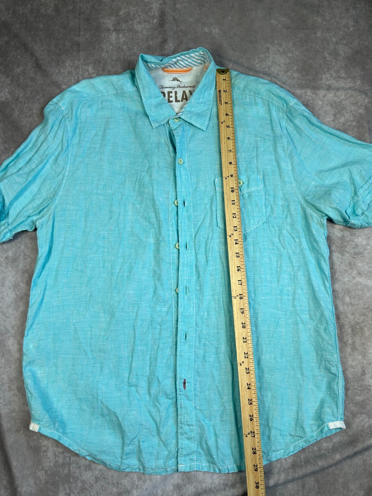 Tommy Bahama Mens Shirt L Large Blue Short Sleeve 100 Linen eBay