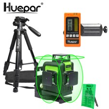 Huepar 12 Lines Self Leveling Rotary Cross Line Laser Level with tripod Receiver