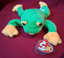 Vintage Retired Ty Beanie Babies - Smoochy the Frog DOB October 1, 1997