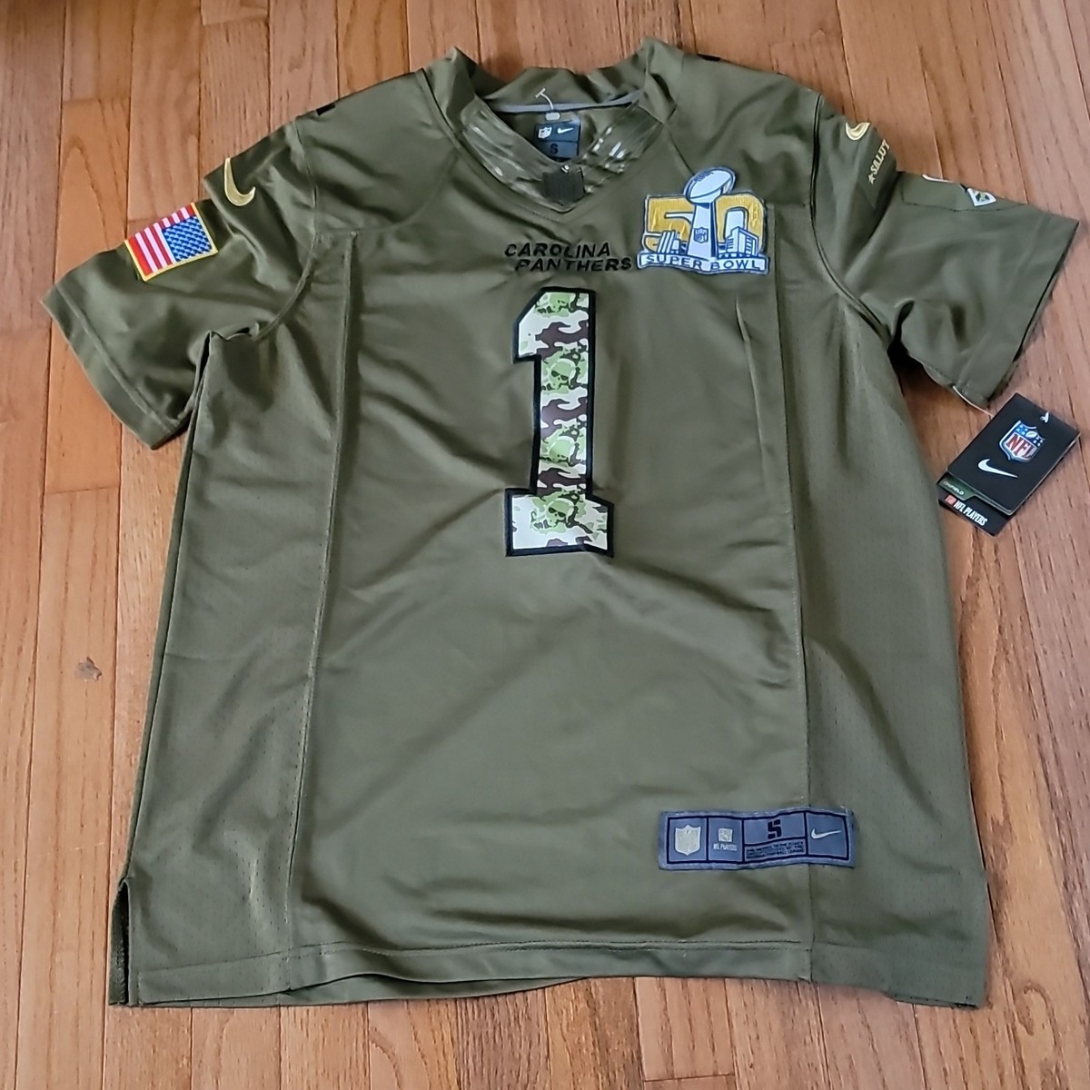 Nike Carolina Panthers Newton #1 NFL Jersey Olive/Camouflage Size