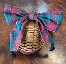 Longaberger 2000 Century Celebration Basket, "Dresden" w/ Plaid Bow, Collectible