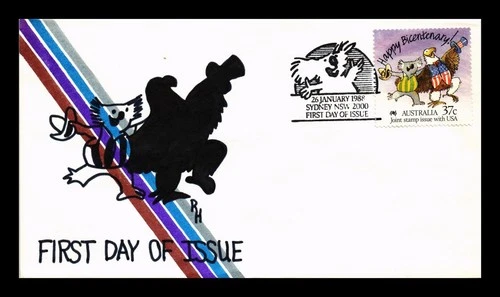COVER AUSTRALIA BICENTENNIAL FIRST DAY ISSUE HAND COLORED RH CACHET