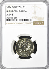 2014 Pound £1 Northern Ireland Floral NGC MS 66 Uncirculated Great Britain