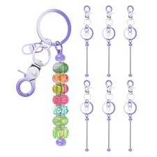 6 Pcs Beadable Keychain, Keychain Making Supplies for DIY Candy Purple Gradient