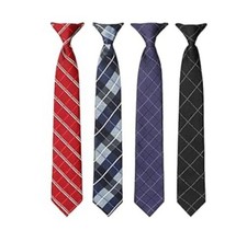 4 Pcs Boy's Clip on Tie Striped Neck Tie for Youth Kids, 14 Inch