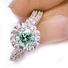 3 Ct Ice Blue Round Cut Moissanite Halo Engagement Ring Sterling Silver Size 7