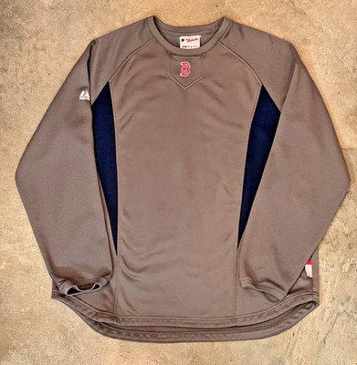 Majestic Boston Red Sox Therma Base Pullover Mens XL Gray MLB Baseball Warmup