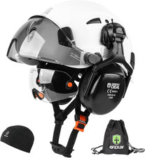 Hard Hat Safety Helmet with Visor and Ear Muffs Men Women Vented Work Hardhat AN