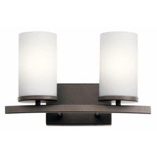 Kichler Crosby 15" 2 Light Vanity Light Satin Etched Cased Opal Olde Bronze 