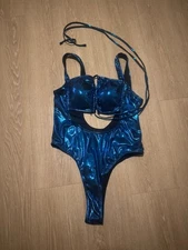 Blue metallic one piece swimsuit #swimwear #holidayvibes #summer New size M