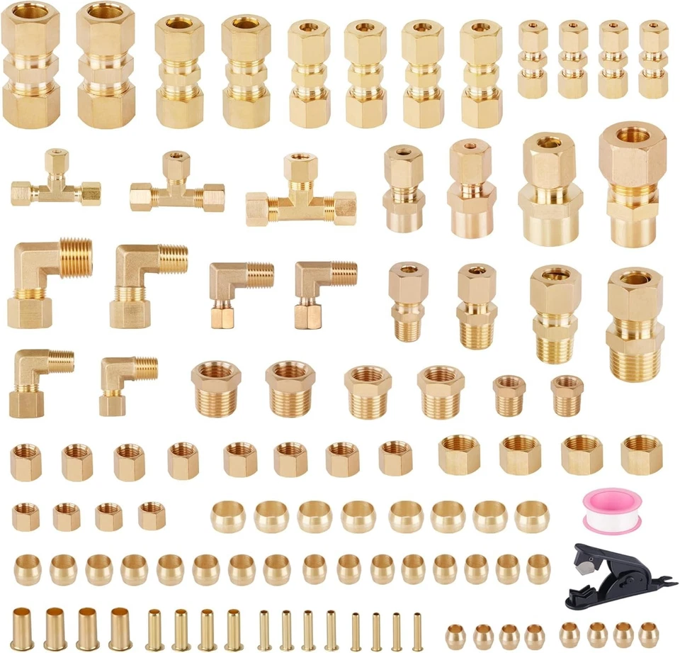 Brass Compression Tube Fittings - 101pcs Assortment - Image 3 of 4