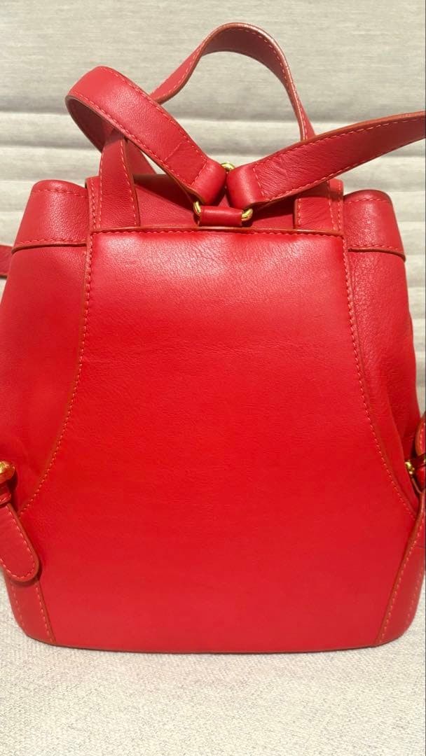 LOEWE Red Leather Mini Backpack, Drawstring, Slig… - image 8