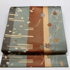 6843 Japanese Vintage Fukuro Obi Belt Kimono Fabric Silk Traditional Embroidery