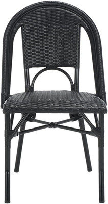Torino Bistro Chair Set of 2 - Black Faux Wicker for Patio & Dining Area