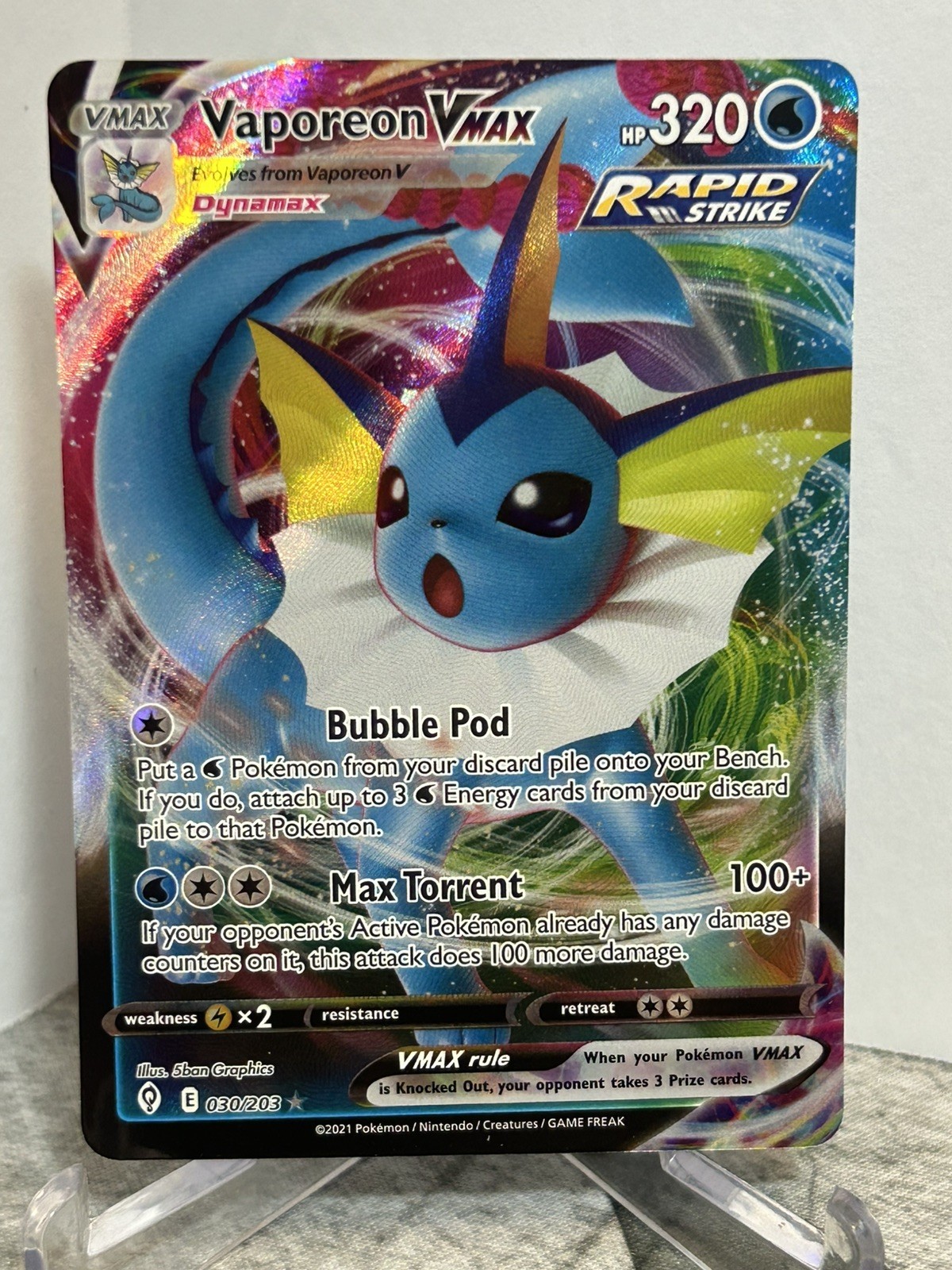 Pokemon Card - Vaporeon VMAX Evolving Skies 030/203 Ultra Rare