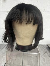 Short Straight Bob Human Hair Wigs with Bangs Full 8  