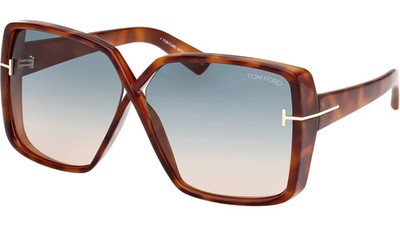 Tom Ford Yvonne FT 1117 53P Sunglasses Blonde Havana Green Gradient Lens 63m New