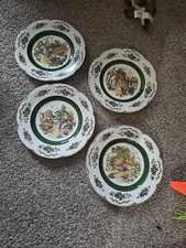 Ascot Service Plate "Village" By Wood & Sons England Complete Set #680-1-2-3 & 4