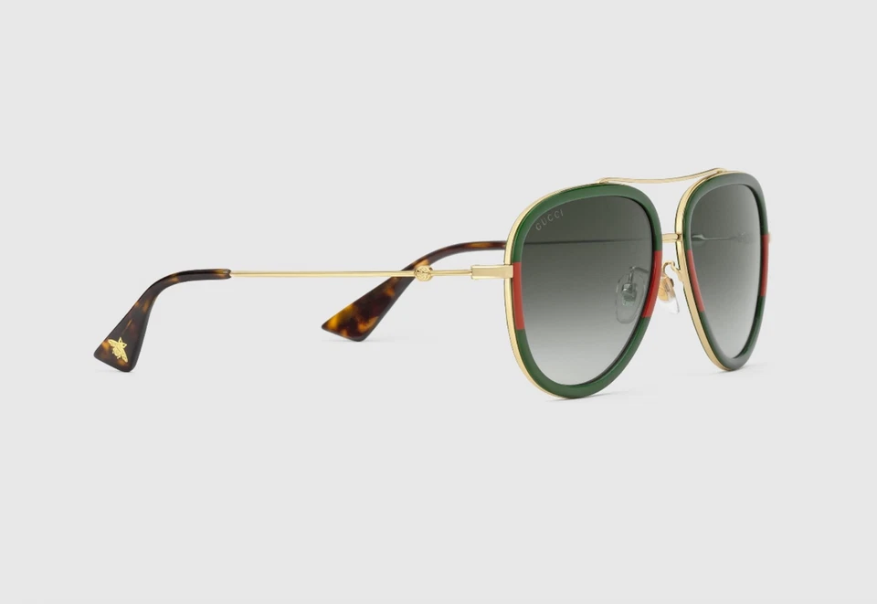 Gafas de sol unisex Gucci GG0062S verde aviador/rojo Foto 2 de 2