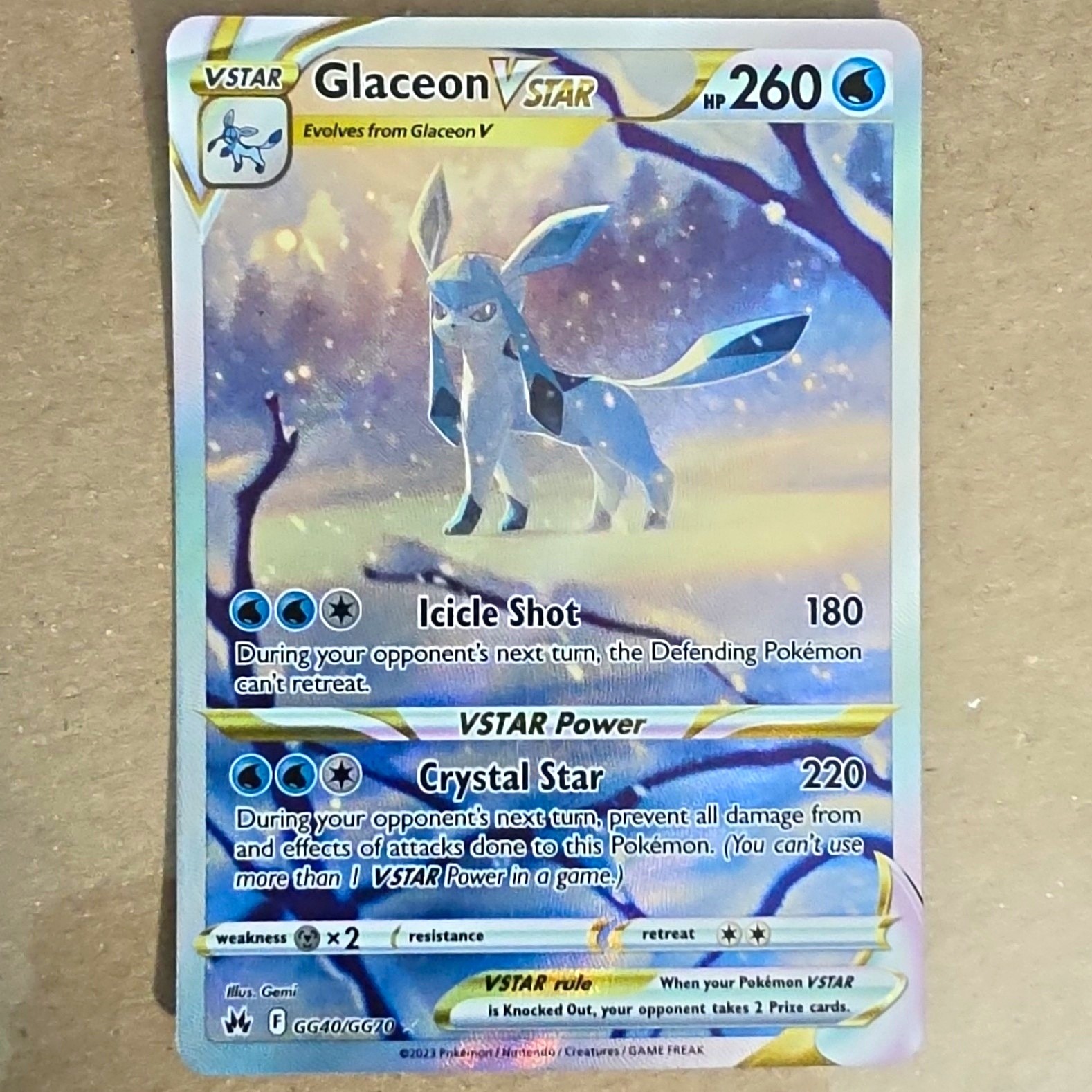 The Pokemon Company Glaceon VSTAR GG40/GG70 Crown Zenith Ultra Rare Holo EN