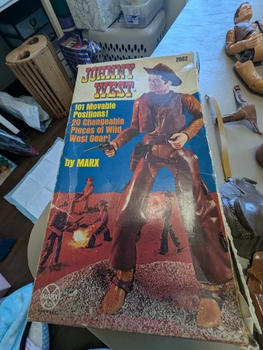 Marx Johnny West Vintage Cowboy Action Figure with Accessories and Original Box