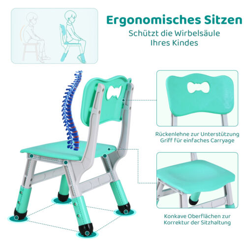 Kids Table and 2 Chairs Set Children Activity Play Table Set Study Table Chair - Picture 6 of 26
