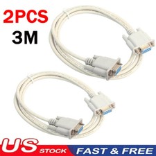10FT 9Pin DB9 Serial RS-232 Female to Female Straight Through Cable Shielded 2Pc
