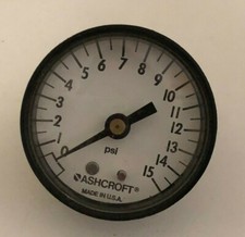 Ashcroft Pressure Gauge 2" Back Mount 0/15 PSI USA made 1/8" - 10 gauges