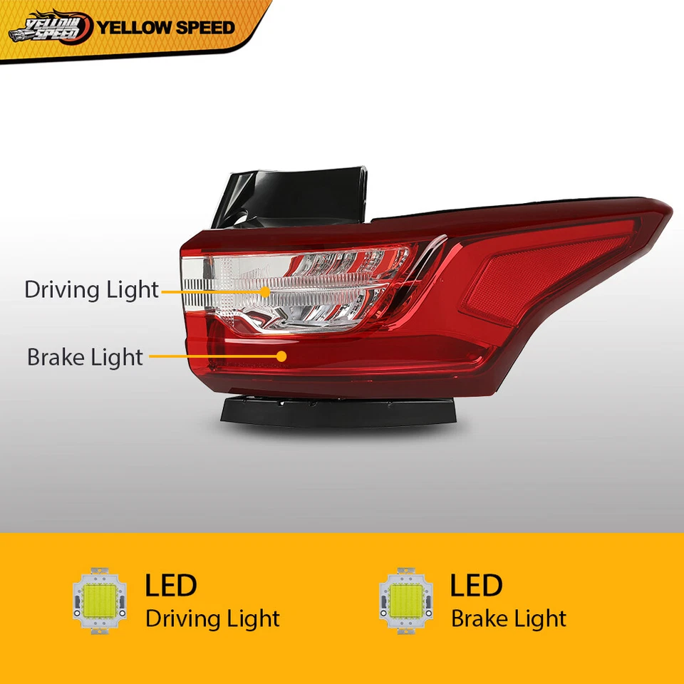 Fit For 18-21 Chevrolet Traverse Outer LED Tail Light Brake Lamp Pair/Left/Right - Image 3 of 4