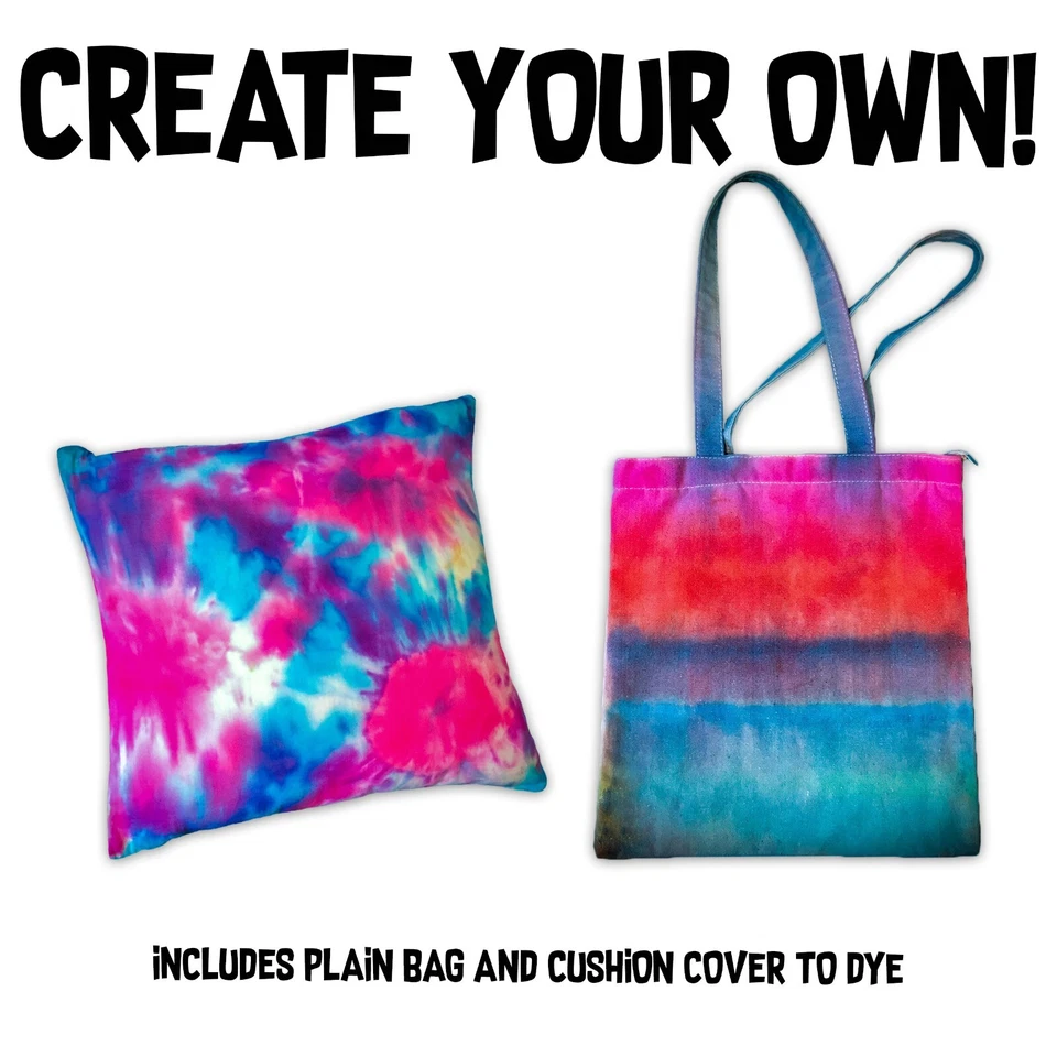 Tie Dye Kit With 3 Colour Dyes Plus Tote Bag & Cushion Cover To Design & Dye - Image 4 of 4