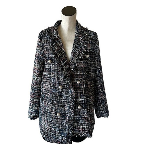 NWT FRESH TWIST TWEEDGLITTER THREAD MULTICOLOR PEARL BUTTON BLAZER JACKET MEDIUM
